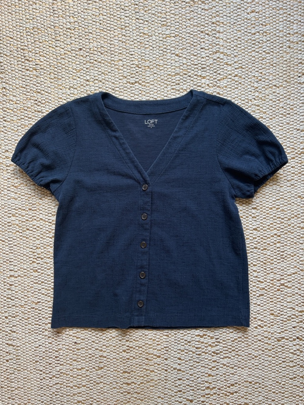 LOFT outlet navy blue short sleeved blouse